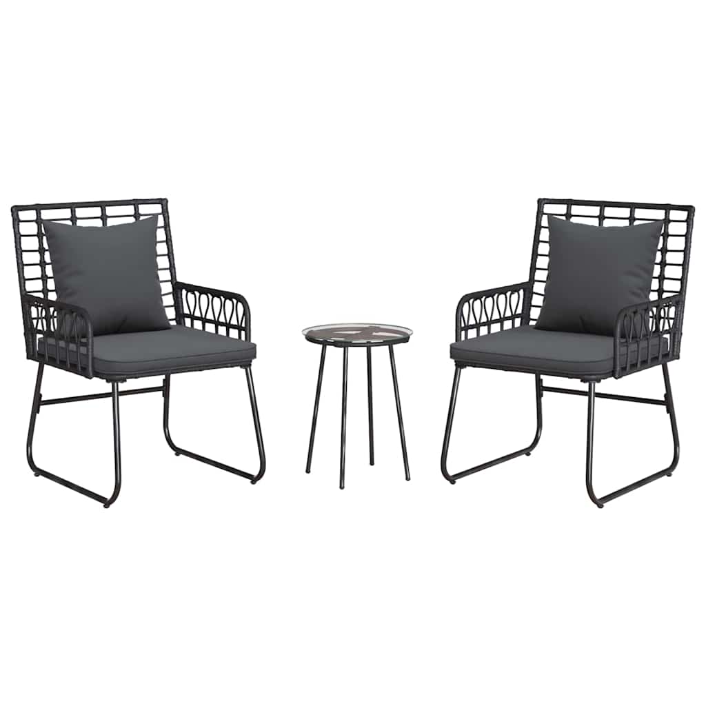 Tuin Eetset 3 Pcs En Anthraciet Poly Riet En Staal