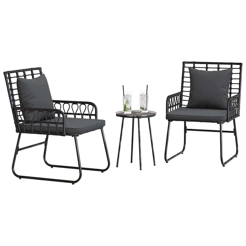 Tuin Eetset 3 Pcs En Anthraciet Poly Riet En Staal