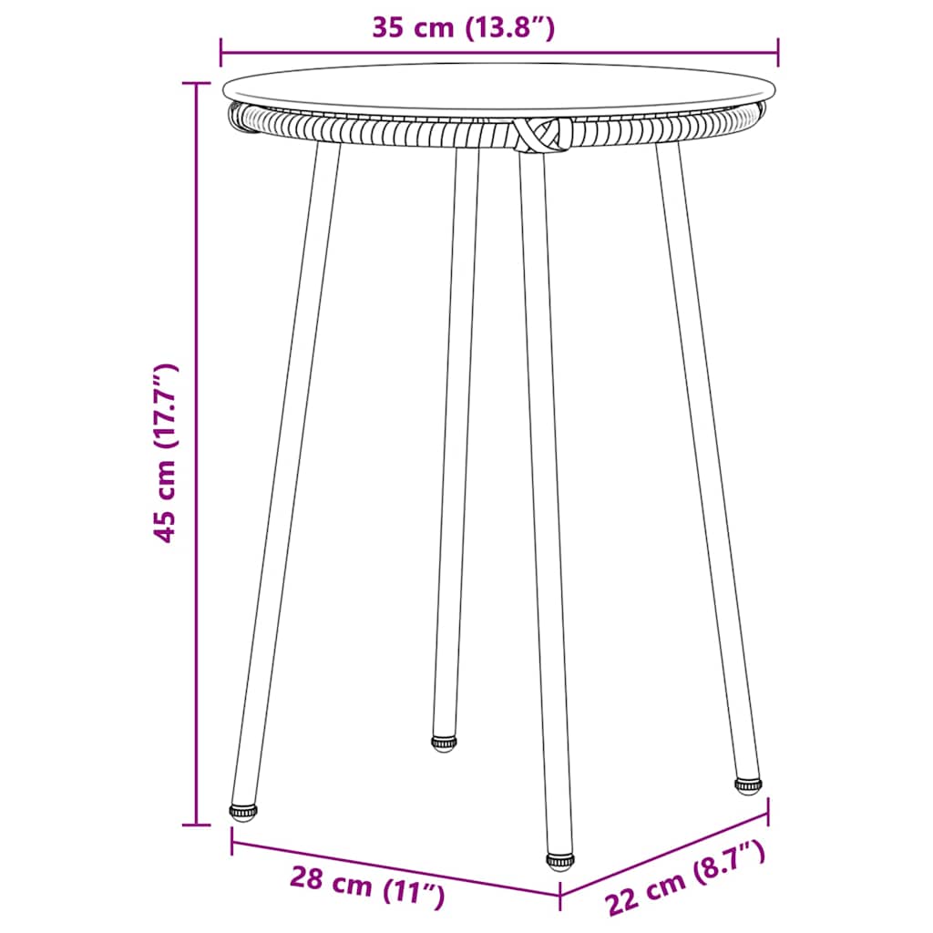 Tuin Eetset 3 Pcs En Anthraciet Poly Riet En Staal