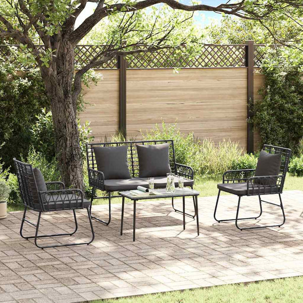 Tuin Eetset 3 Pcs En Anthraciet Poly Riet En Staal