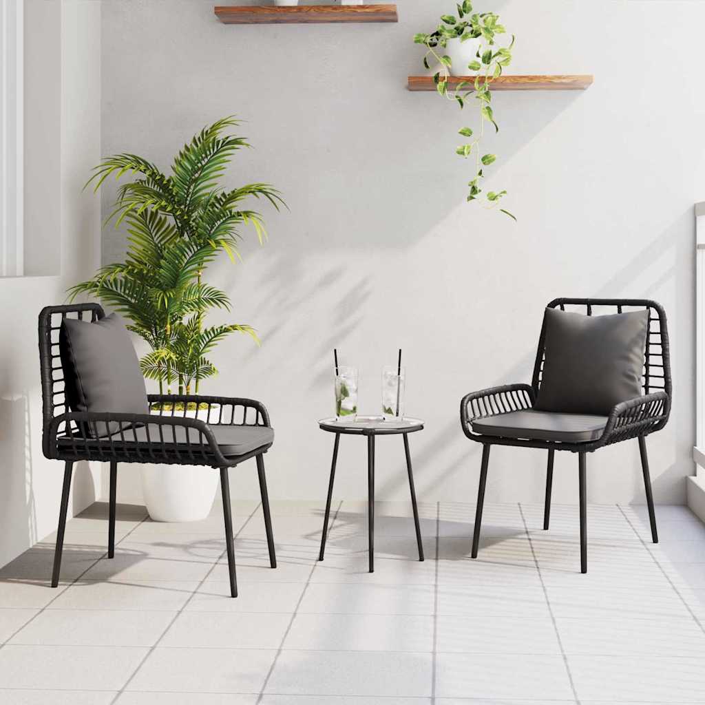 Tuin Eetset 3 Pcs Zwart En Anthraciet Poly Riet En Staal