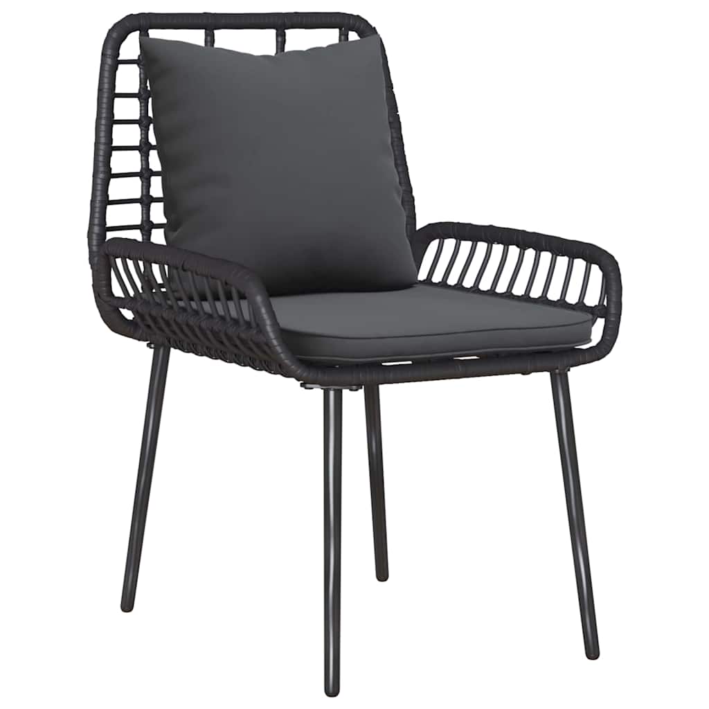 Tuin Eetset 3 Pcs Zwart En Anthraciet Poly Riet En Staal