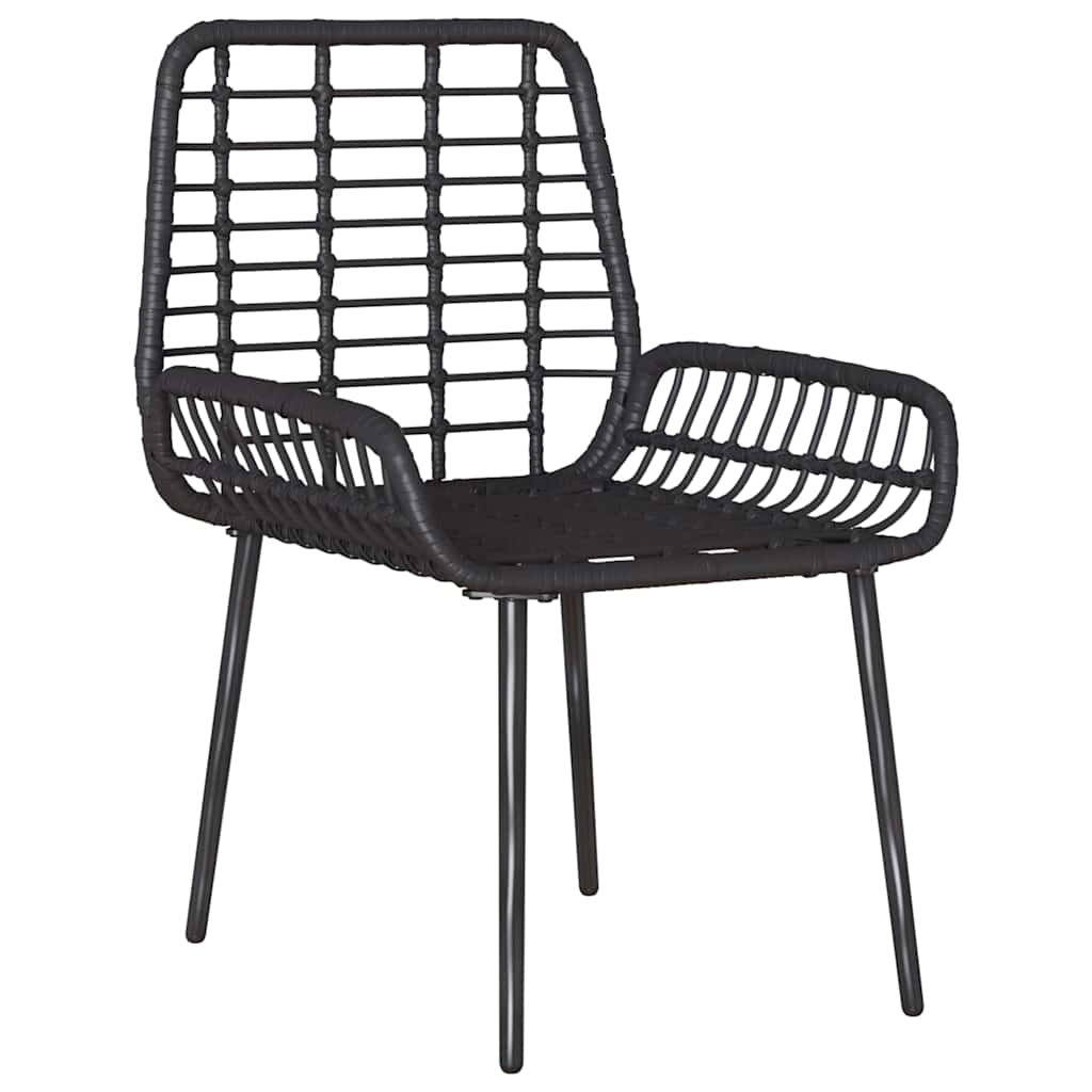 Tuin Eetset 3 Pcs Zwart En Anthraciet Poly Riet En Staal