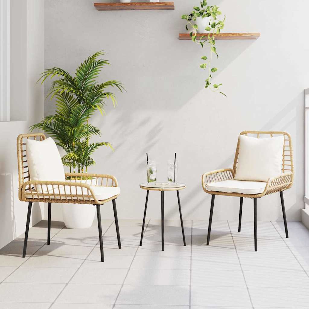 Tuin Eetset 3 Pcs Zwart En Anthraciet Poly Riet En Staal