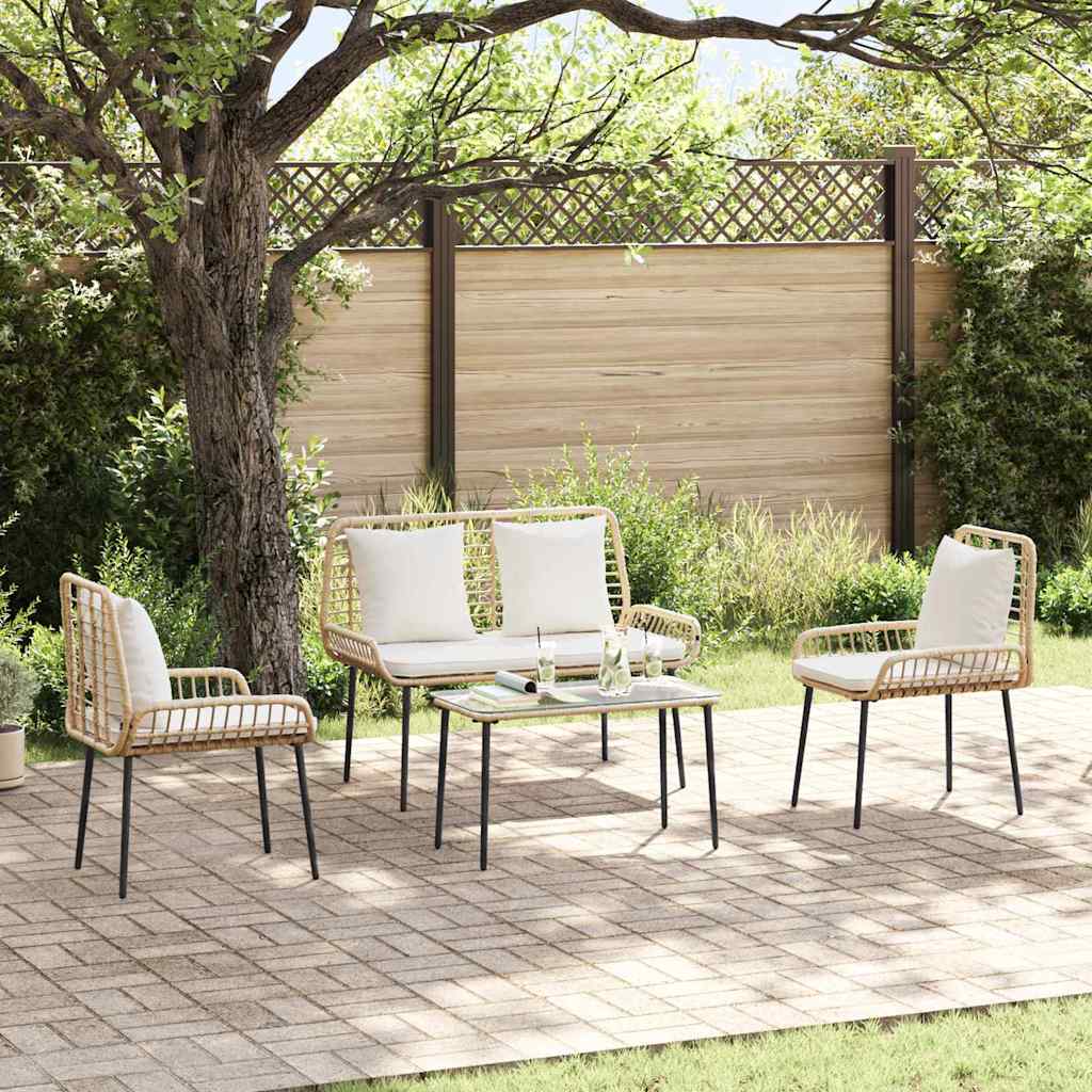Tuin Eetset 3 Pcs Zwart En Anthraciet Poly Riet En Staal