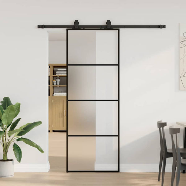 Schuifdeur Met Beslagset 90X205 Cm Esg Glas Zwart