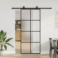 Schuifdeur Met Beslagset 90X205 Cm Esg Glas Zwart