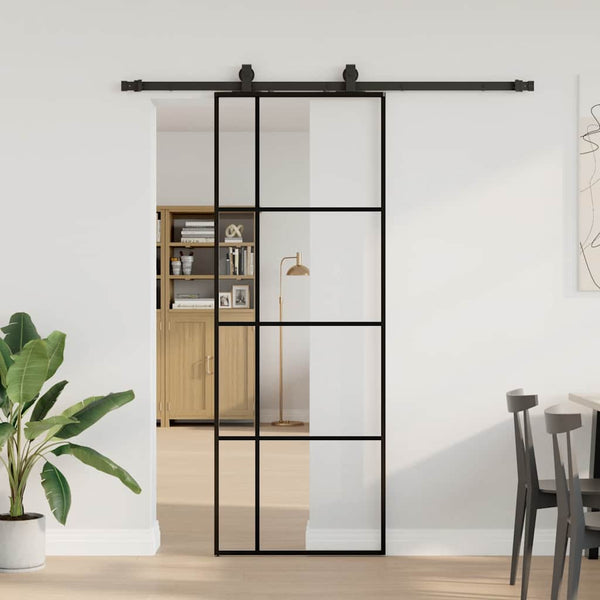 Schuifdeur Met Beslagset 90X205 Cm Esg Glas Zwart