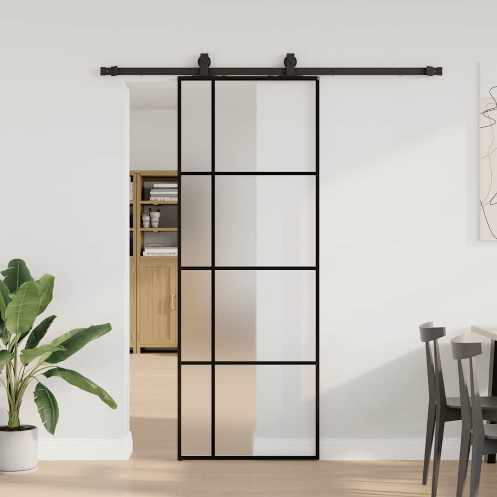 Schuifdeur Met Beslagset 90X205 Cm Esg Glas Zwart