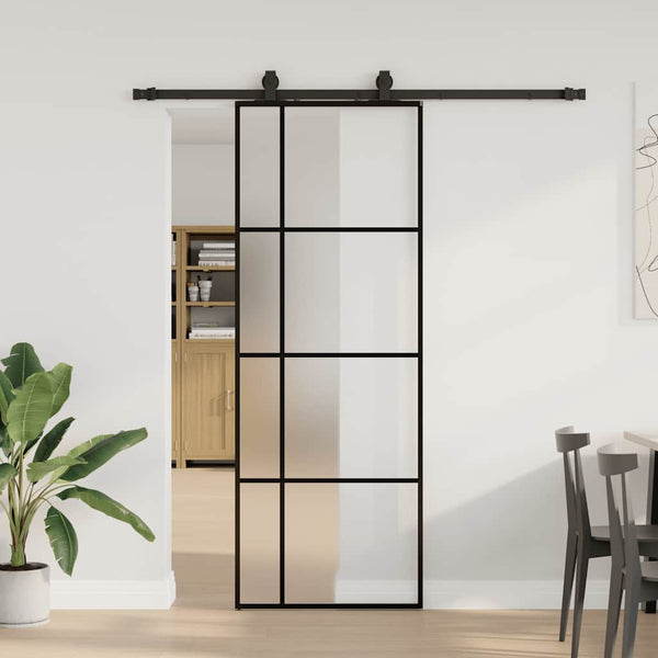 Schuifdeur Met Beslagset 90X205 Cm Esg Glas Zwart