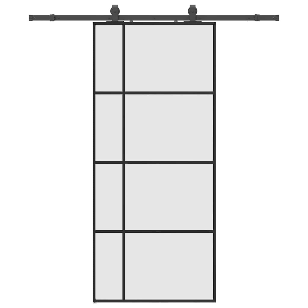 Schuifdeur Met Beslagset 90X205 Cm Esg Glas Zwart