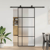 Schuifdeur Met Beslagset 90X205 Cm Esg Glas Zwart