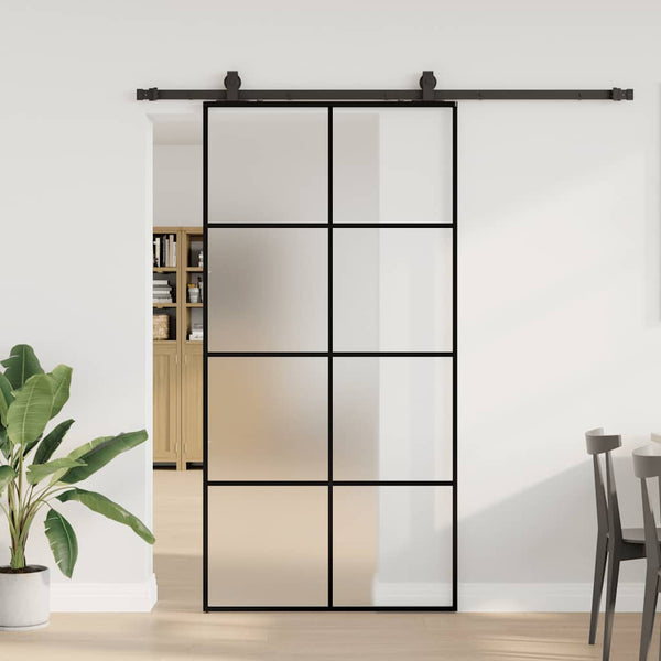 Schuifdeur Met Beslagset 90X205 Cm Esg Glas Zwart