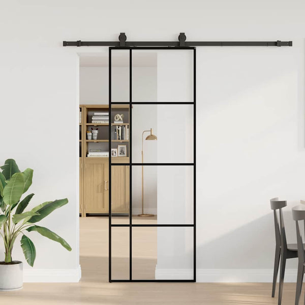 Schuifdeur Met Beslagset 90X205 Cm Esg Glas Zwart