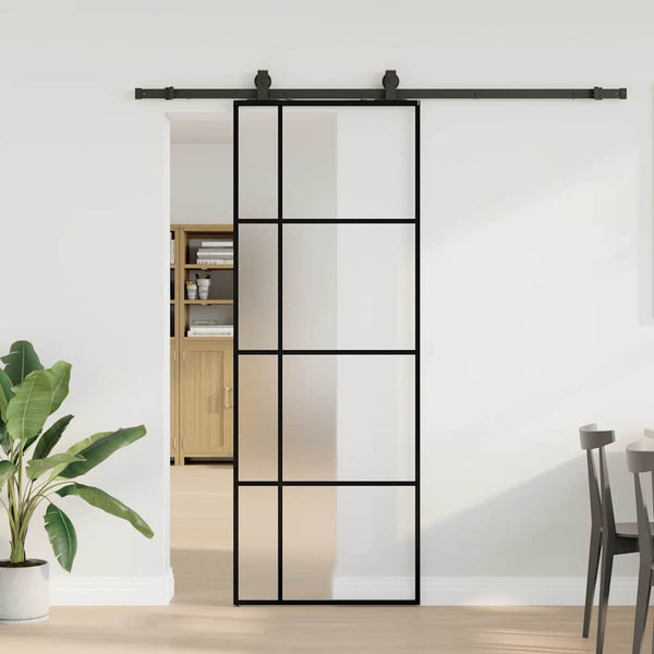 Schuifdeur Met Beslagset 90X205 Cm Esg Glas Zwart