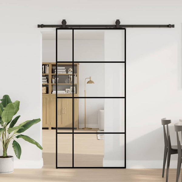 Schuifdeur Met Beslagset 90X205 Cm Esg Glas Zwart