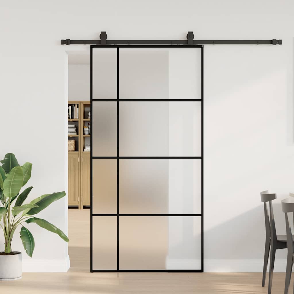 Schuifdeur Met Beslagset 90X205 Cm Esg Glas Zwart