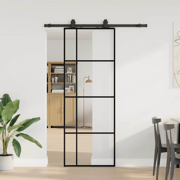 Schuifdeur Met Beslagset 90X205 Cm Esg Glas Zwart