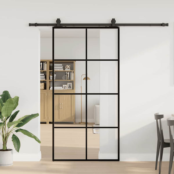 Schuifdeur Met Beslagset 90X205 Cm Esg Glas Zwart