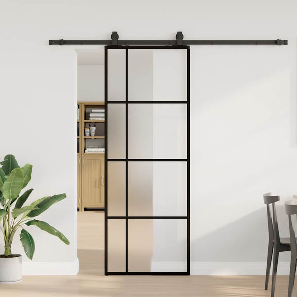 Schuifdeur Met Beslagset 90X205 Cm Esg Glas Zwart