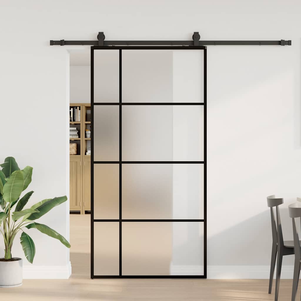 Schuifdeur Met Beslagset 90X205 Cm Esg Glas Zwart