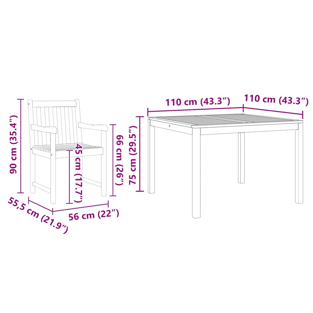 Tuin Eetset 3 Pcs Bruin Massief Acaciahout