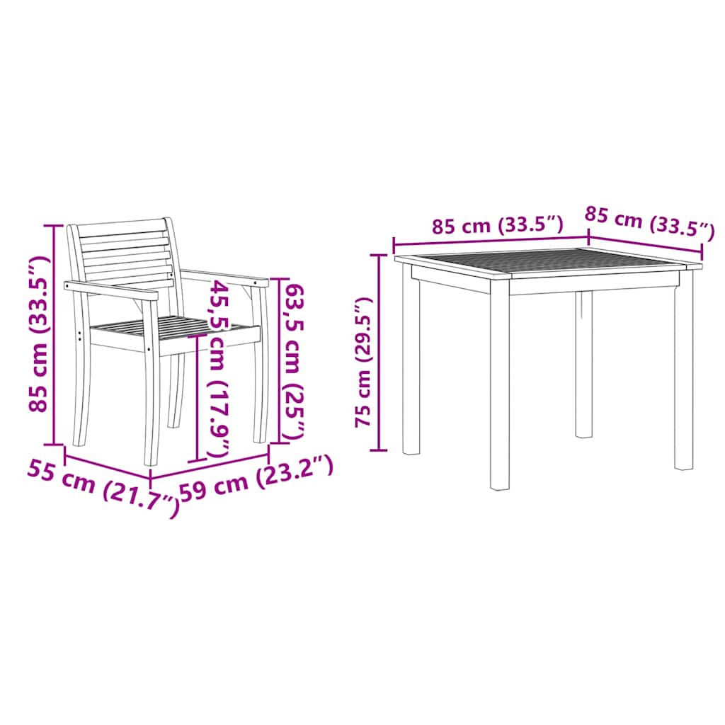 Tuin Eetset 3 Pcs Bruin Massief Acaciahout
