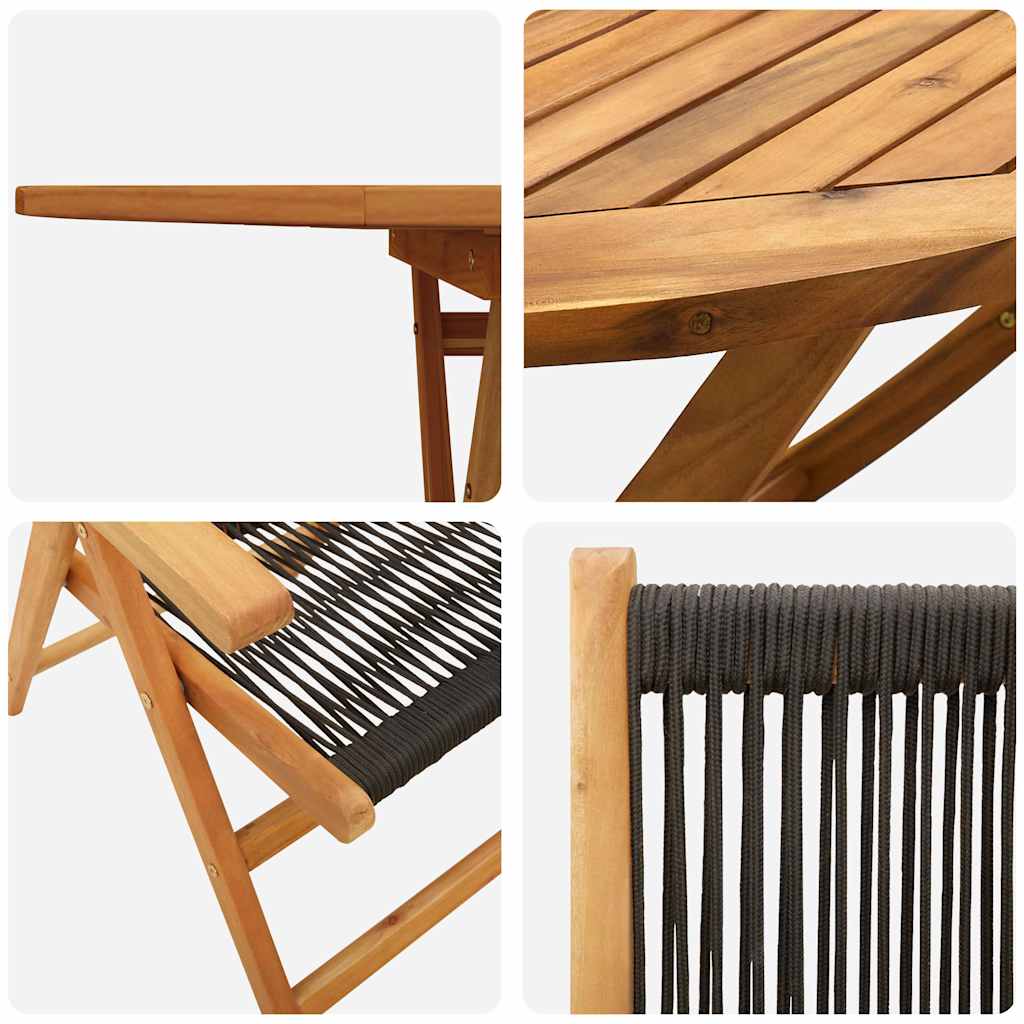 Tuin Eetset 5 Pcs Massief Acaciahout En Poly Rattan