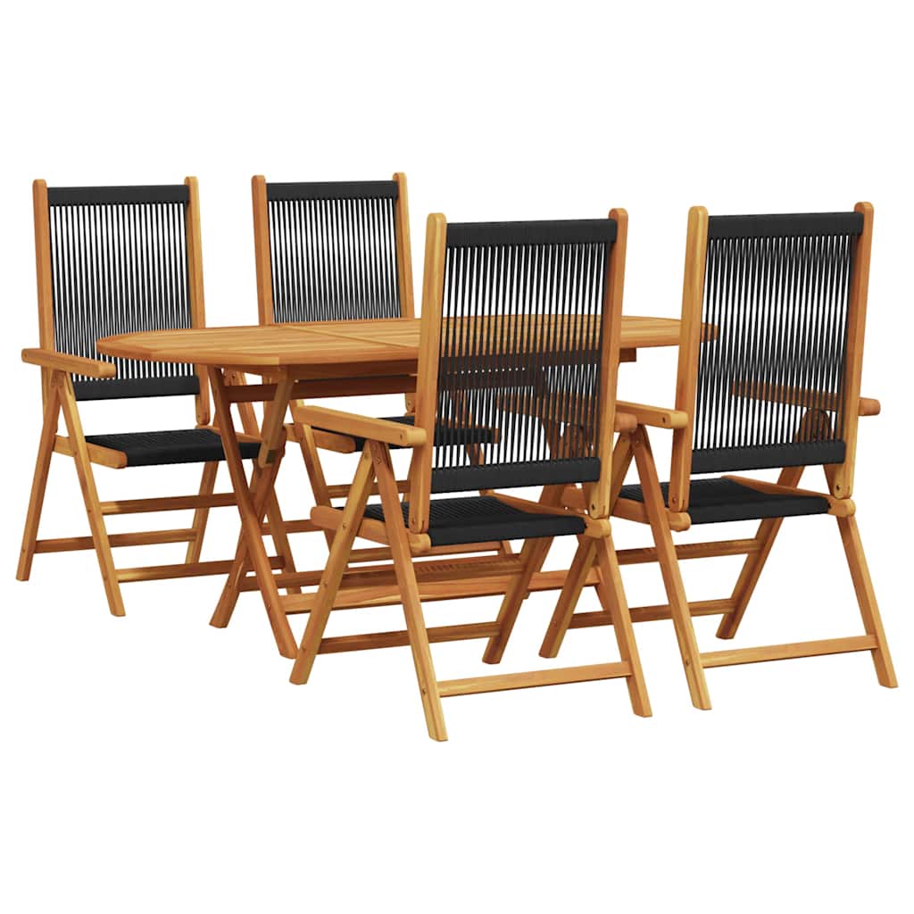 Tuin Eetset 5 Pcs Massief Acaciahout En Poly Rattan