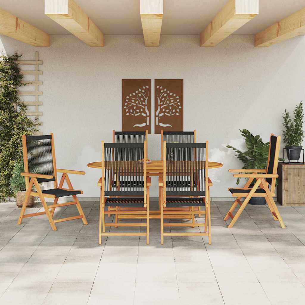 Tuin Eetset 5 Pcs Massief Acaciahout En Poly Rattan
