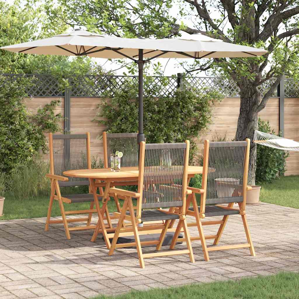 Tuin Eetset 5 Pcs Massief Acaciahout En Poly Rattan