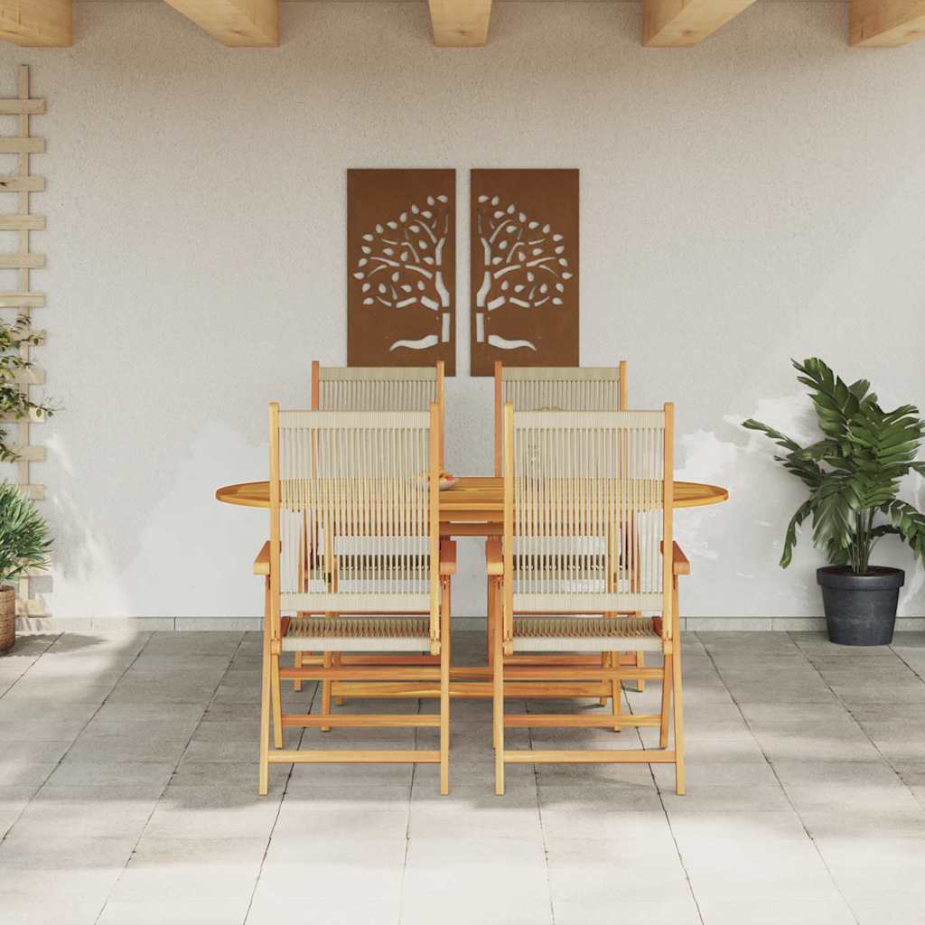 Tuin Eetset 5 Pcs Massief Acaciahout En Poly Rattan
