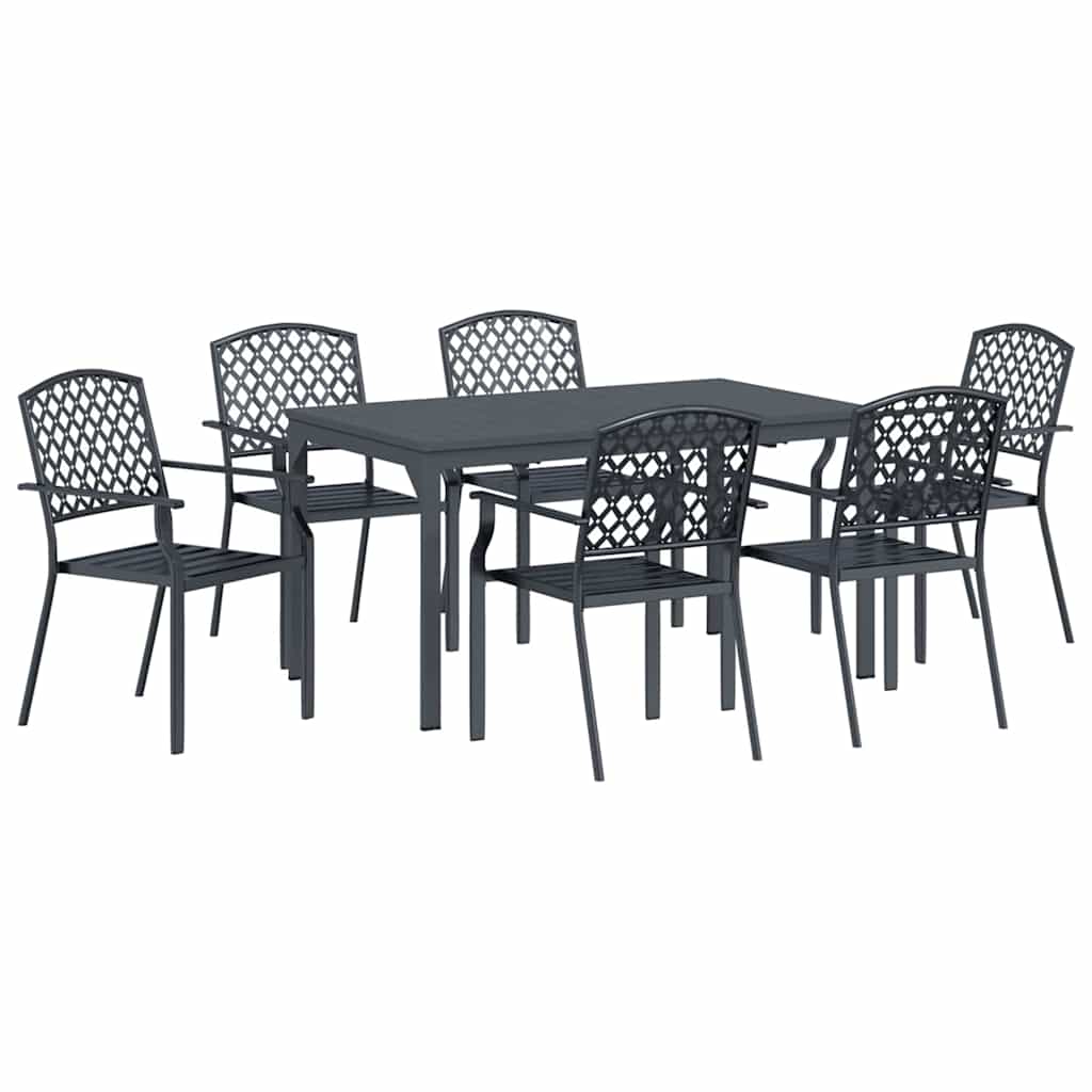 Tuin Eetset 7 Pcs Antraciet Staal