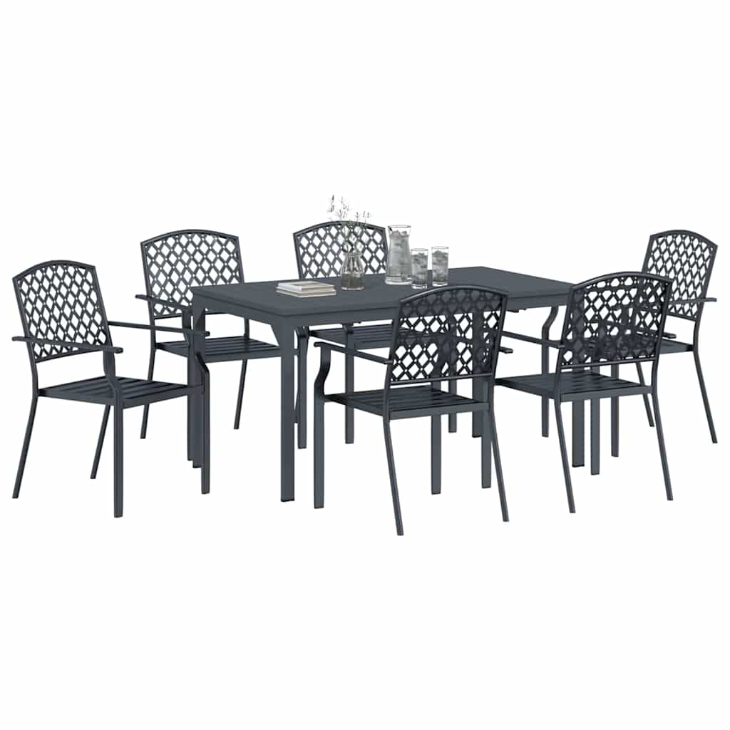 Tuin Eetset 7 Pcs Antraciet Staal