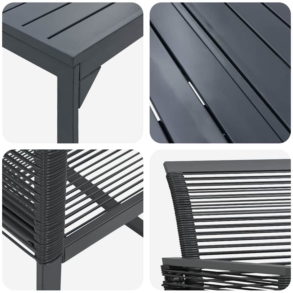 Tuin Eetset 7 Pcs Staal En Poly Riet