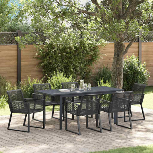 Tuin Eetset 7 Pcs Staal En Poly Riet