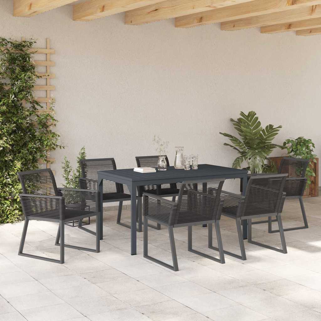 Tuin Eetset 7 Pcs Staal En Poly Riet