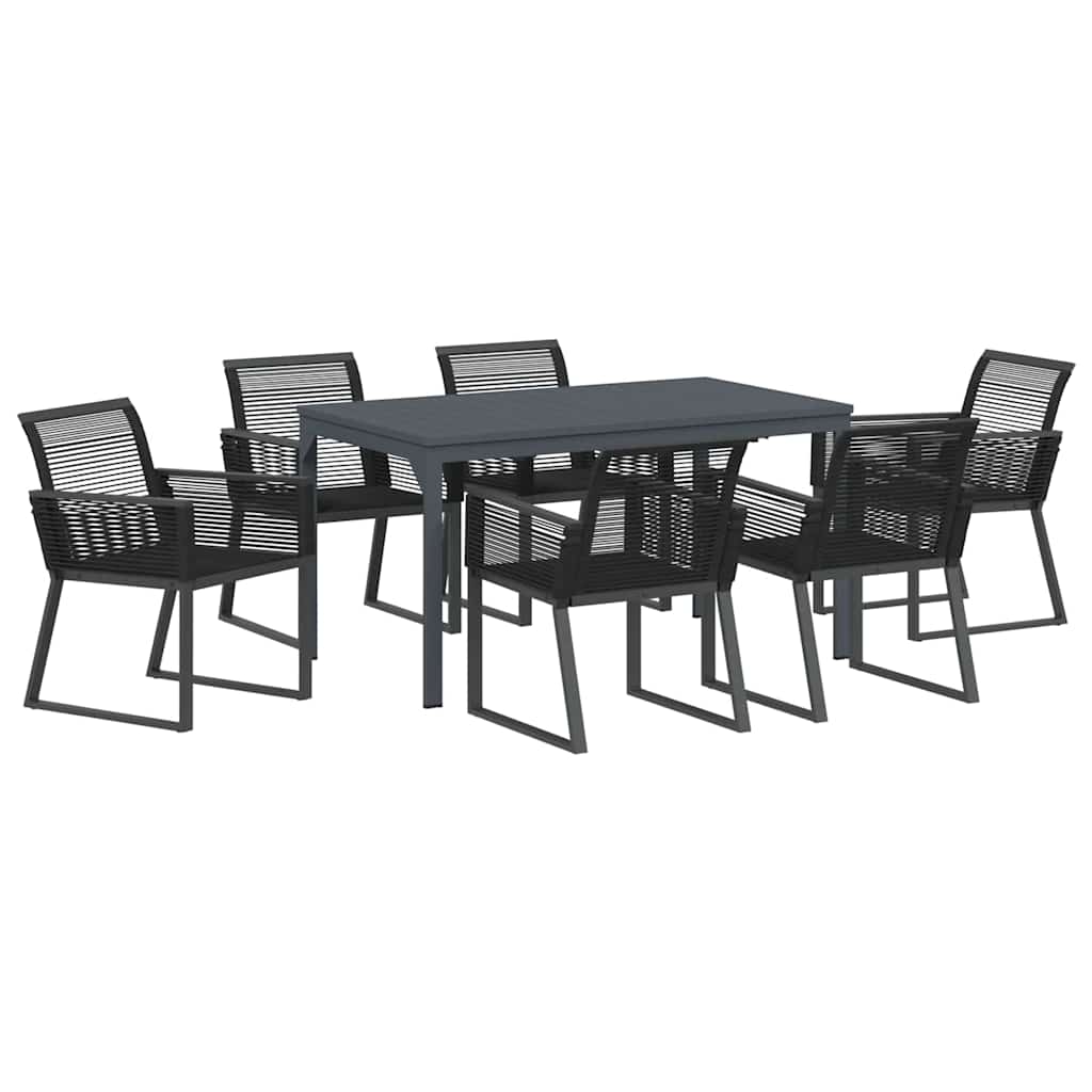 Tuin Eetset 7 Pcs Staal En Poly Riet