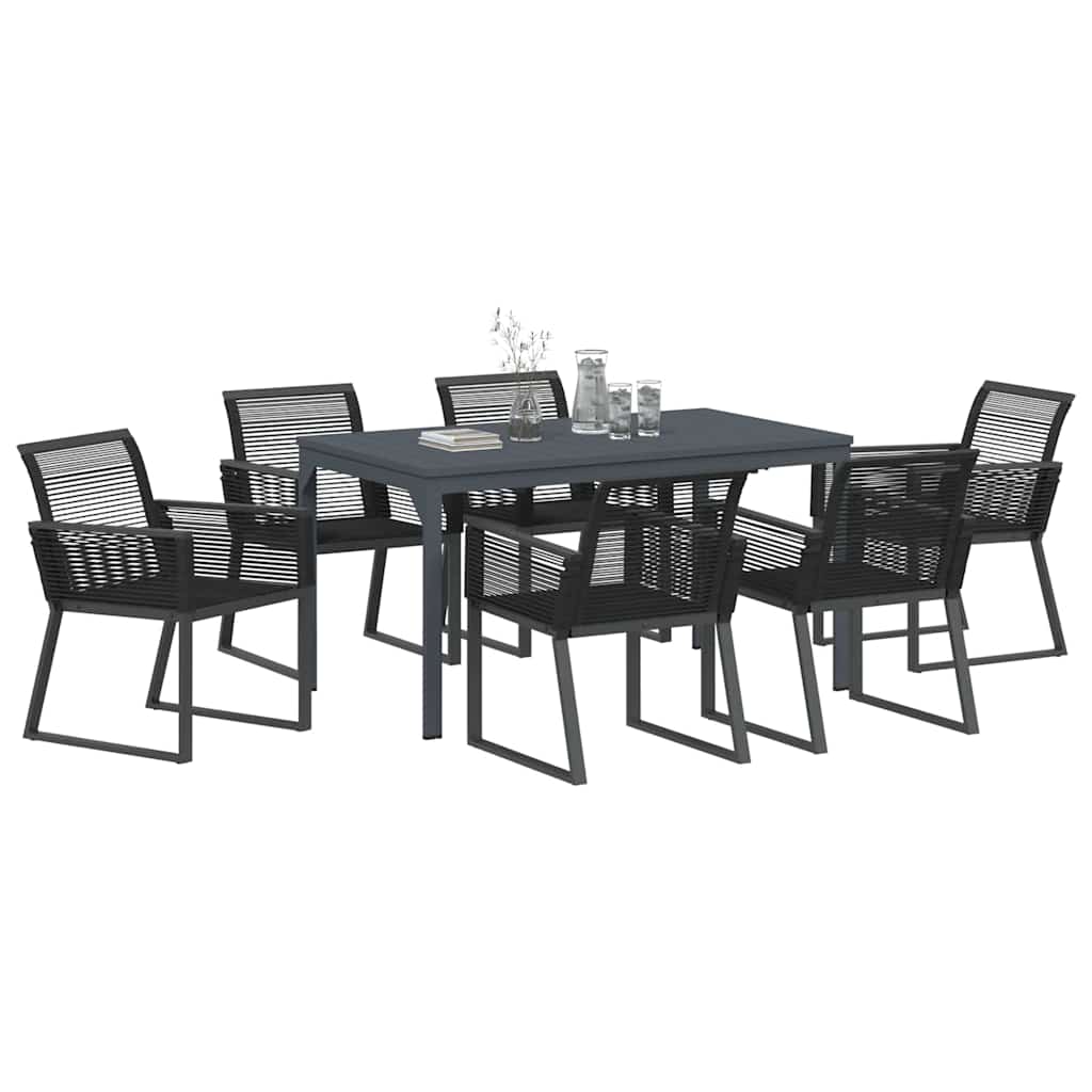 Tuin Eetset 7 Pcs Staal En Poly Riet