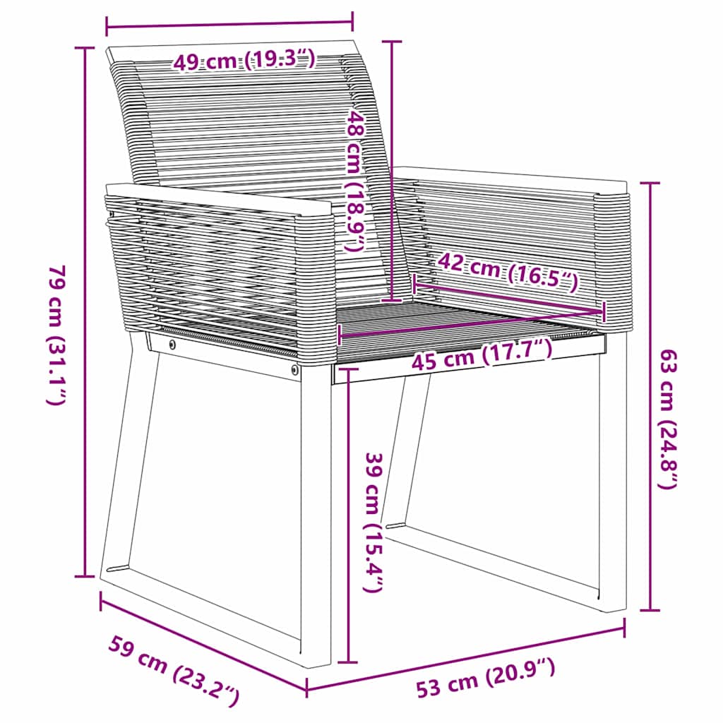 Tuin Eetset 7 Pcs Staal En Poly Riet