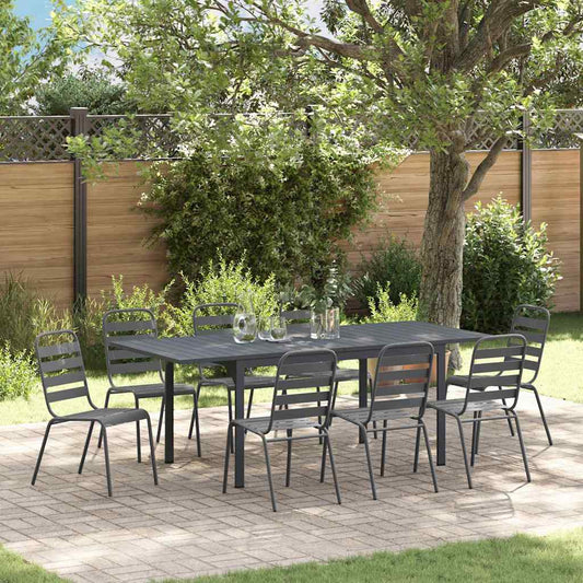 Tuin Eetset 9 Pcs Antraciet Staal