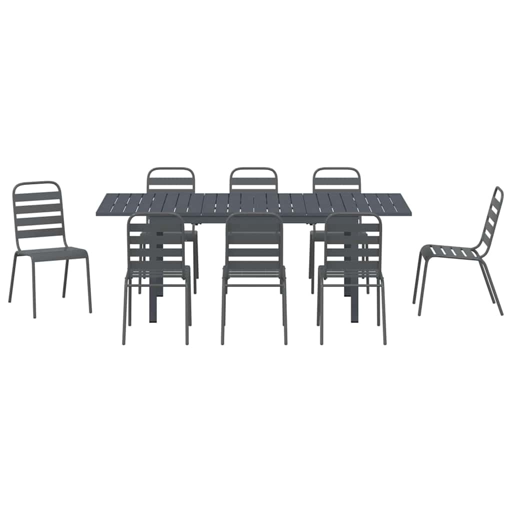 Tuin Eetset 9 Pcs Antraciet Staal