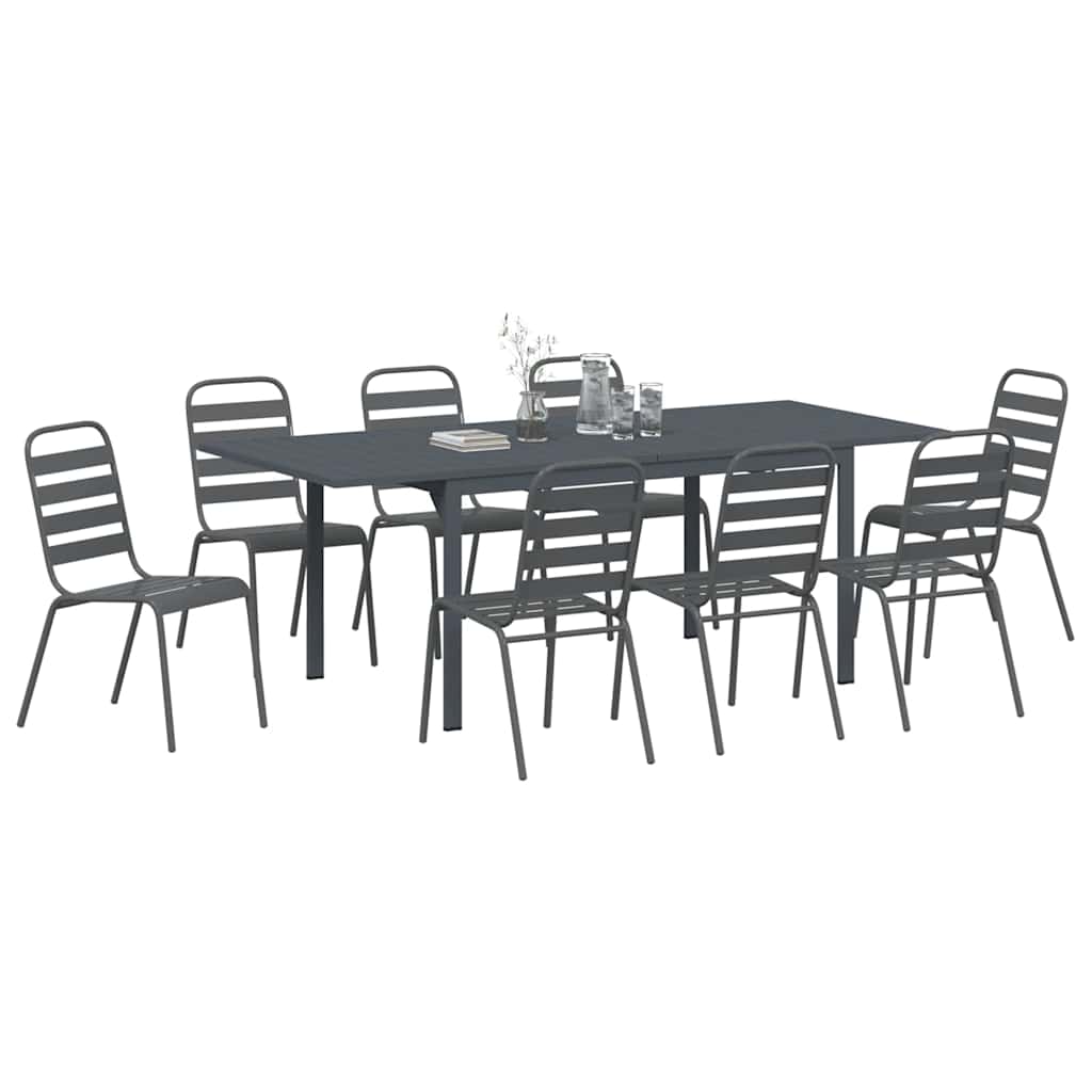Tuin Eetset 9 Pcs Antraciet Staal