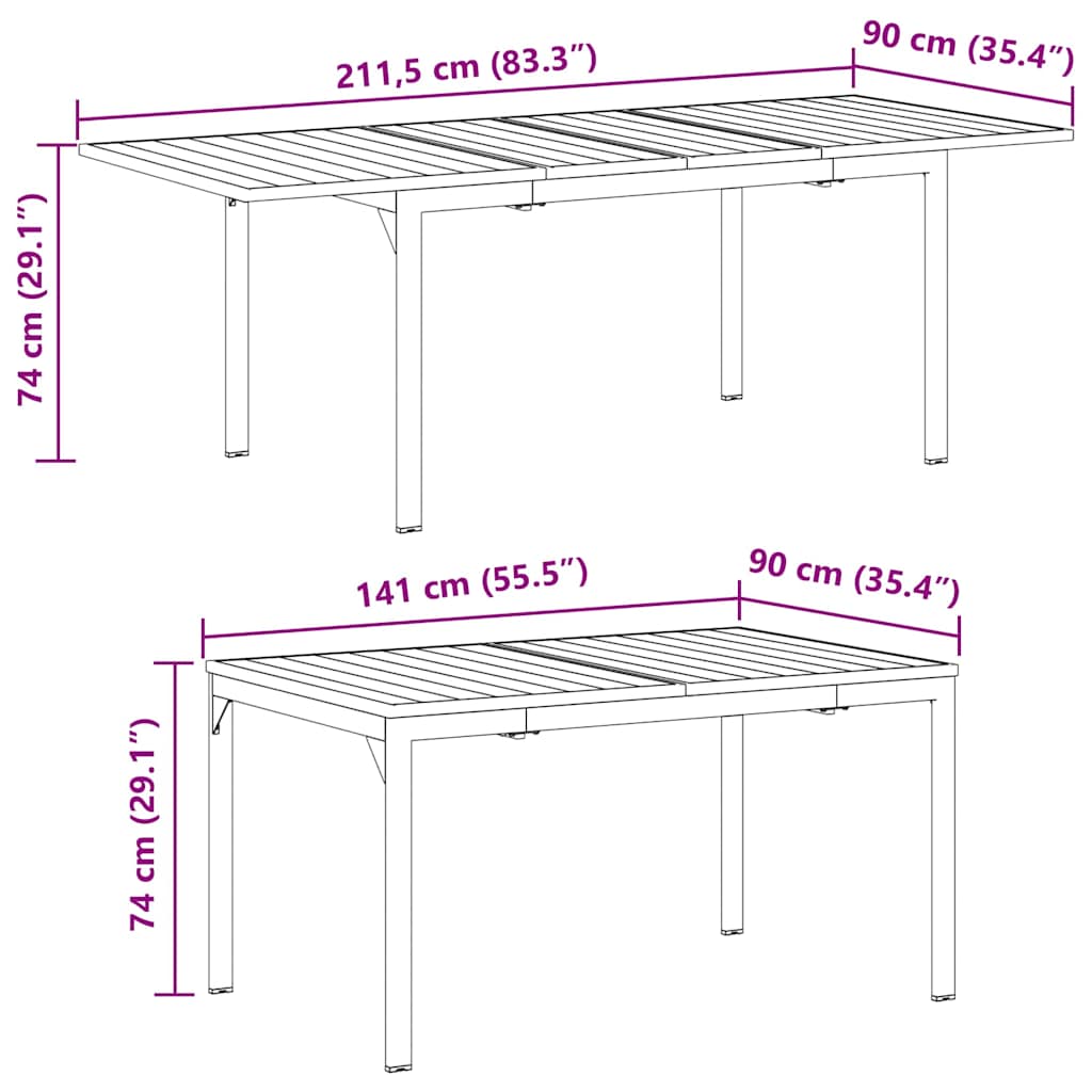 Tuin Eetset 9 Pcs Antraciet Staal