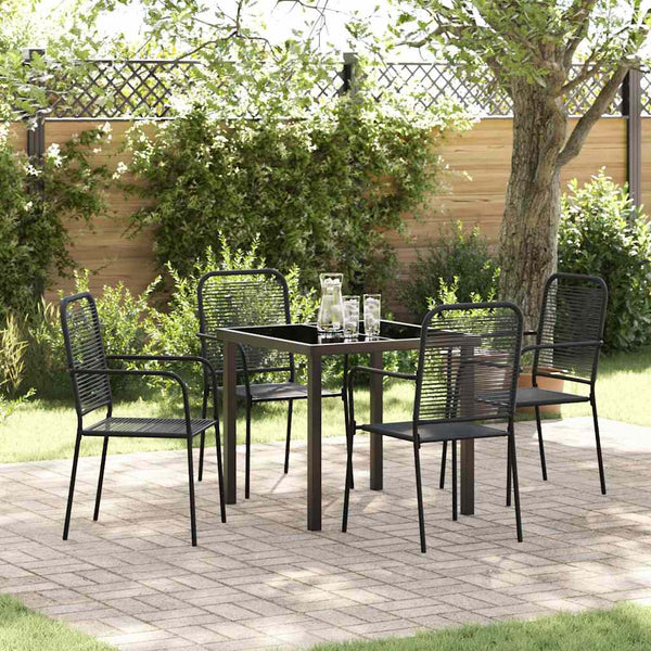 Tuin Eetset 3 Pcs Zwart Katoen Touw En Staal