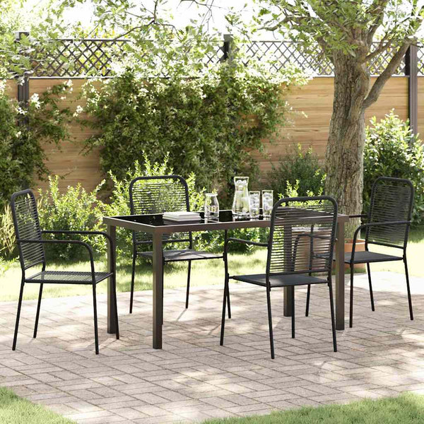 Tuin Eetset 3 Pcs Zwart Katoen Touw En Staal
