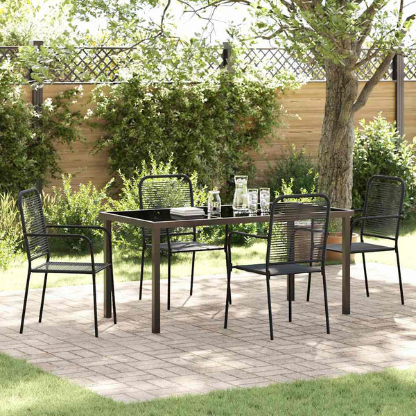 Tuin Eetset 3 Pcs Zwart Katoen Touw En Staal