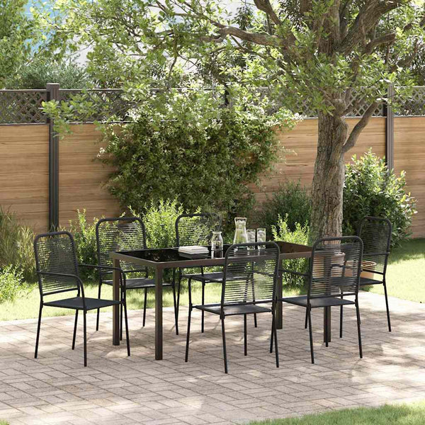 Tuin Eetset 3 Pcs Zwart Katoen Touw En Staal