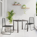 Tuin Eetset 3 Pcs Zwart Poly Riet