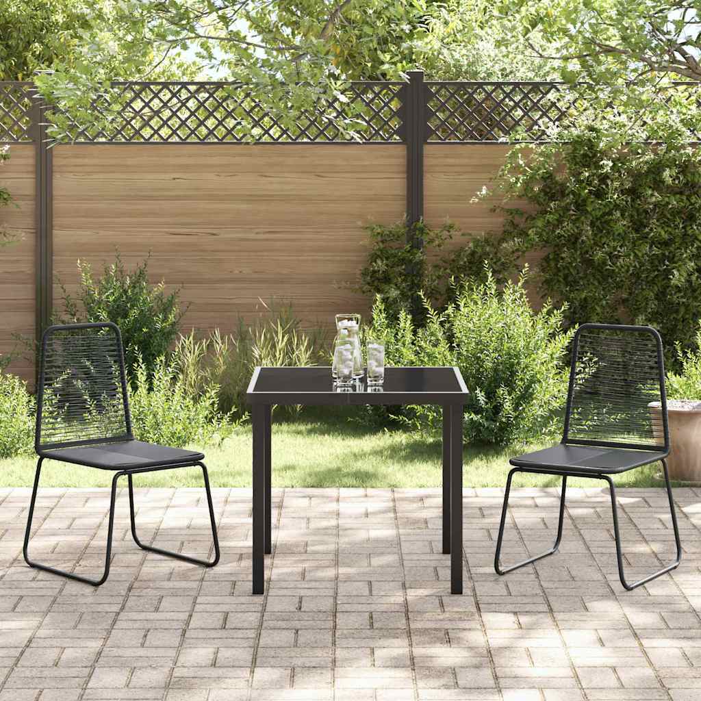 Tuin Eetset 3 Pcs Zwart Poly Riet